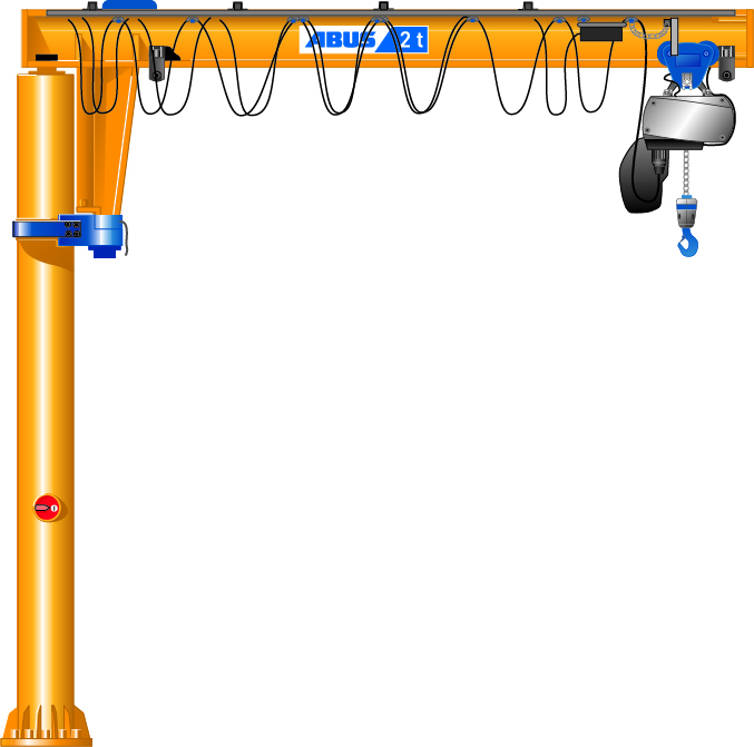 Søjlesvingkran 2d tegning